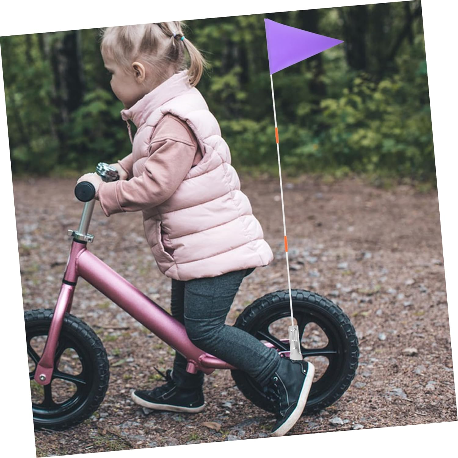 TINEASUR Bicycle Flagpole Set - Small Safety Flag for Cycling, Advertising, and Bike Trailers - Warning Flag with Pole image number 1