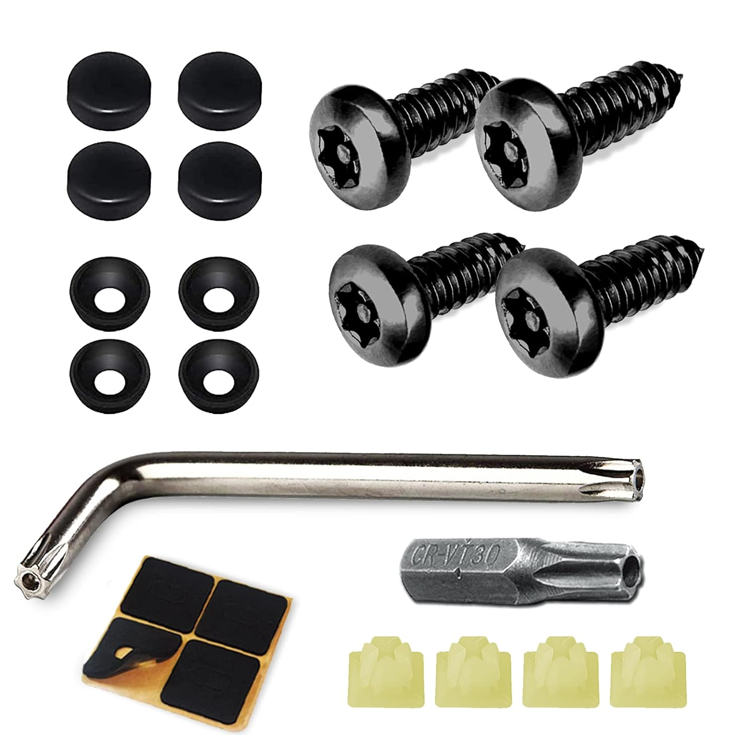 Anti Theft License Plate Screws Kits, Tamper Resistant Licence Plate Kit, 1/4"(M6) Security Screws, Rust Proof Stainless Steel Bolts Fasteners Kit for Front Rear Frame Holder Mounting