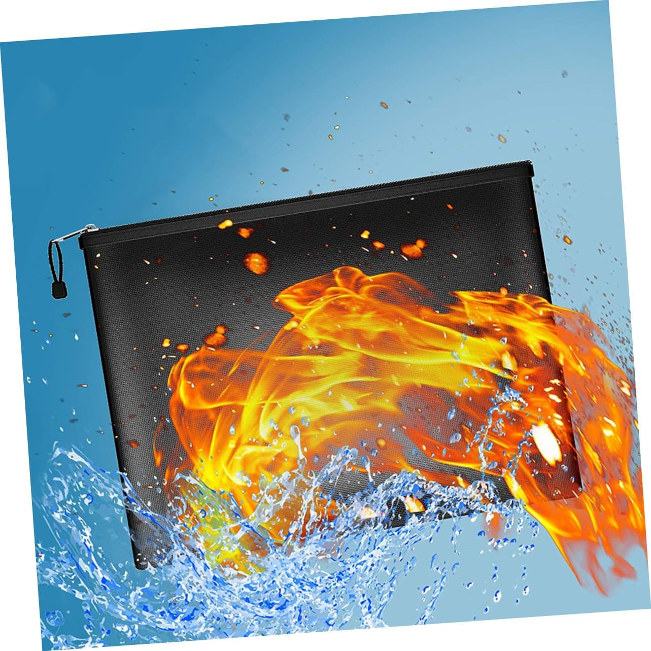 Veemoon Fireproof Document Holder Bag Medium Safe Organizer for Money Passports Certificates Jewelry Storage for Home Office Travel Use image number 1