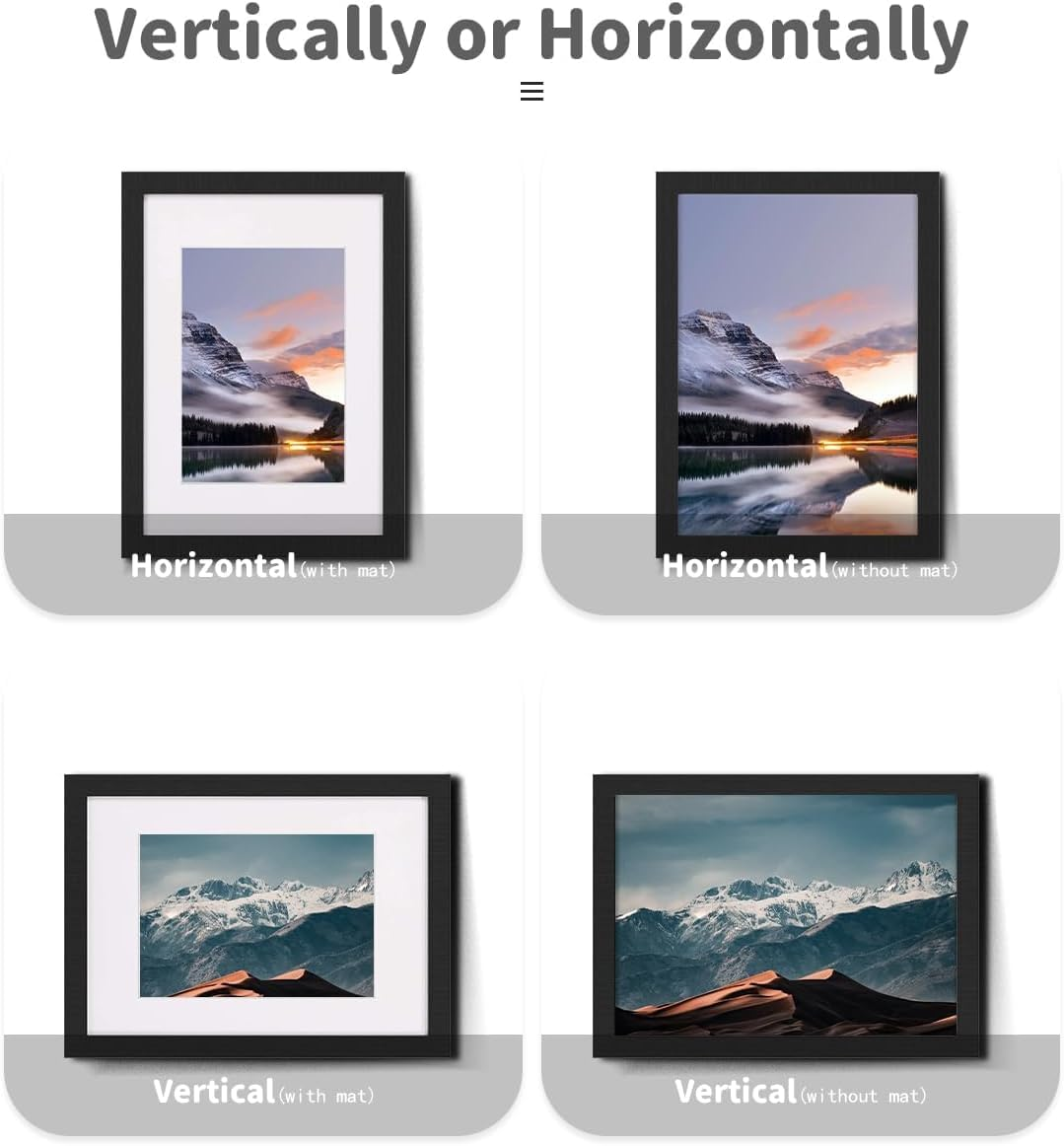 A4 Picture Frame, Black Wooden Frame for Photo Frame, A4 (21X29.7 Cm) Poster Frames with Mat, A4 Frame with Mount and Plexiglass for Wall Mount Vertically or Horizontally-2 Packs