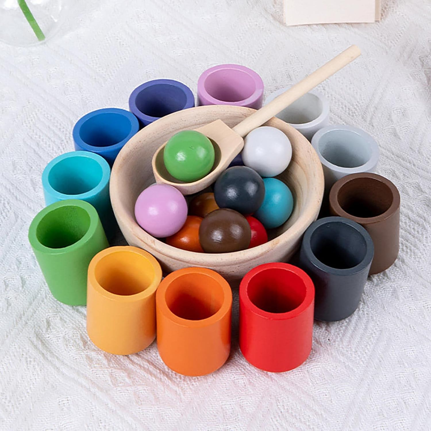 Generic Children Rainbow Balls in Cups Montessori Toy Training Logical Thinking image number 2