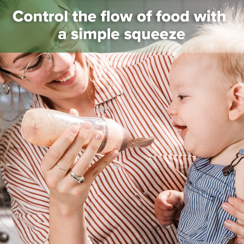 Haakaa Silicone Baby Food Dispensing Spoon Feeder 120Ml - Squeeze Spoon Feeder for Infant| Feeding Spoon for Puree,Solid Food,Smoothie - 4M+ Baby Toddler Utensil - Grey image number 2