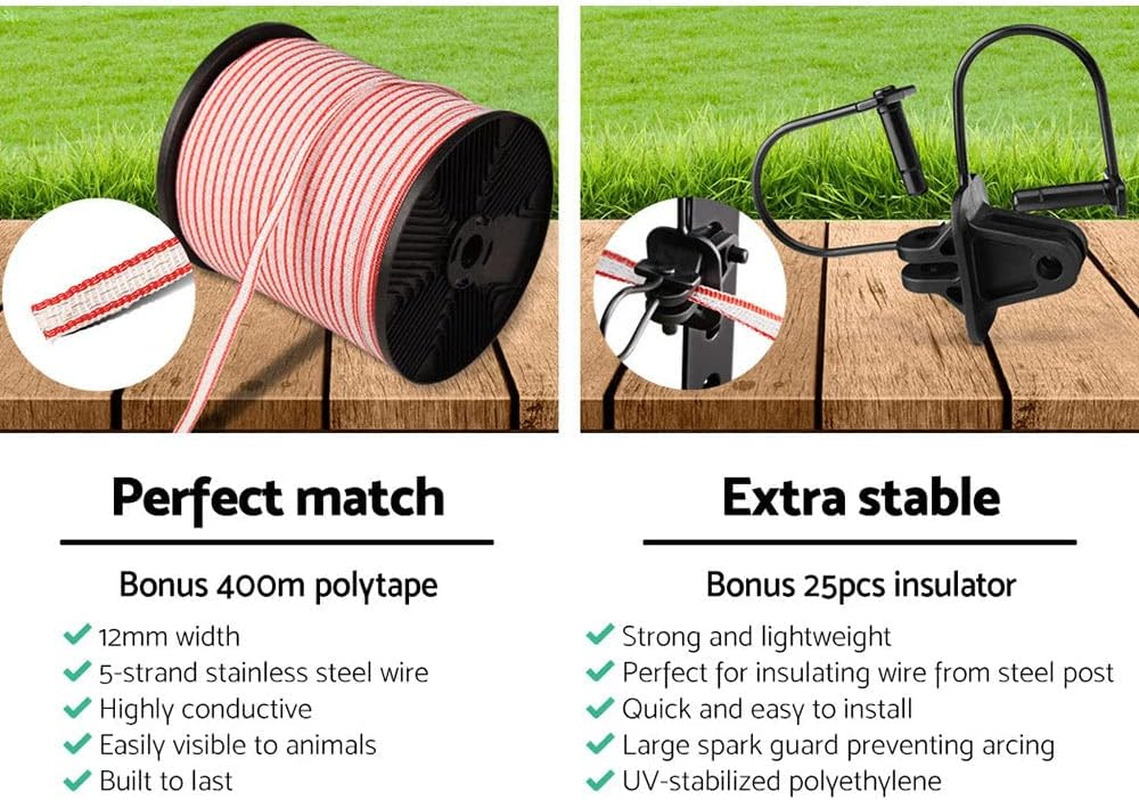 GIANTZ Fence Energiser 8Km Solar Energizer Charger Electric Wire, Fencing Equipment, 0.3J image number 1