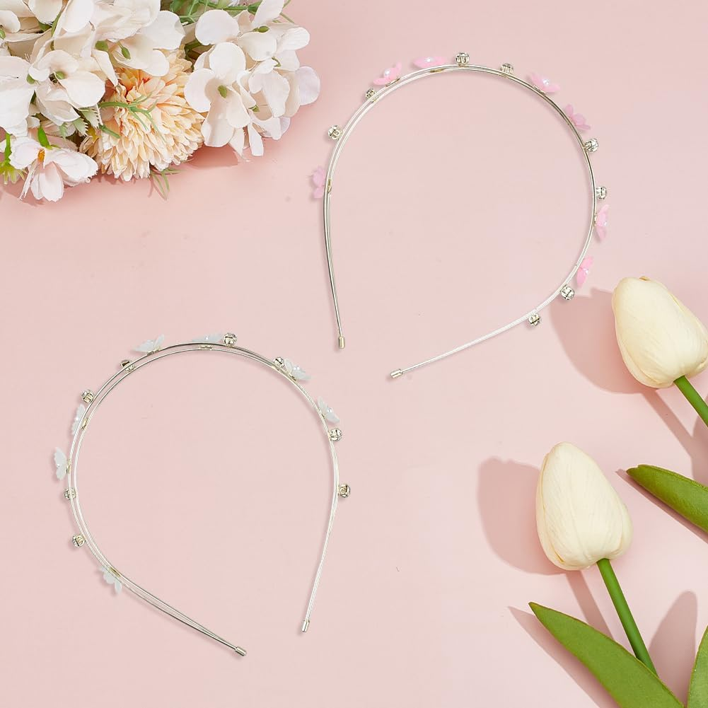 GOMAKERER Pack of 3 Hair Bands with Flowers Rhinestones, 3 Colours, Double-Layer Hair Bands, Simple Thin Metal Hair Band, Hair Band, Hair Accessories for Women, Birthday Gift Decoration image number 4