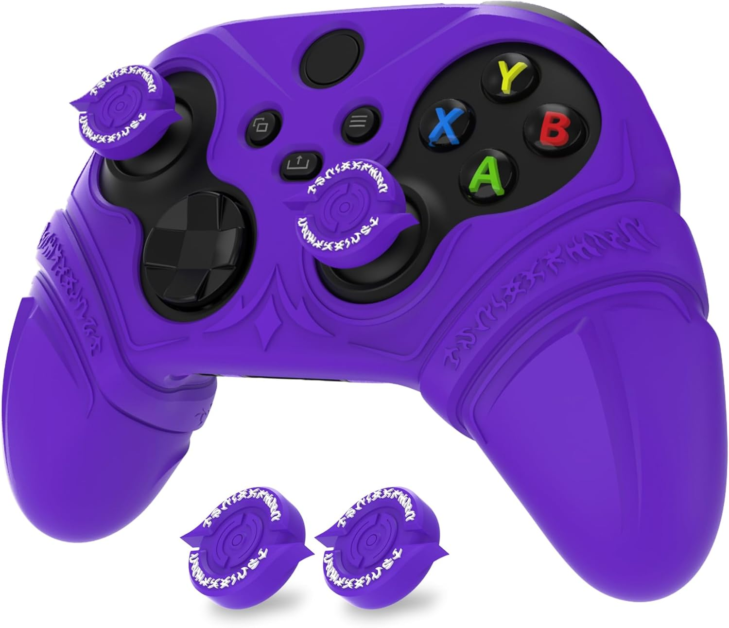 Playvital Silicone Controller Cover for Xbox Series X/S with Thumbstick Cap & Sticker- Runes Edition Anti-Slip Grip Skin, Shockproof Protector for Xbox Core Wireless Controller(Black)