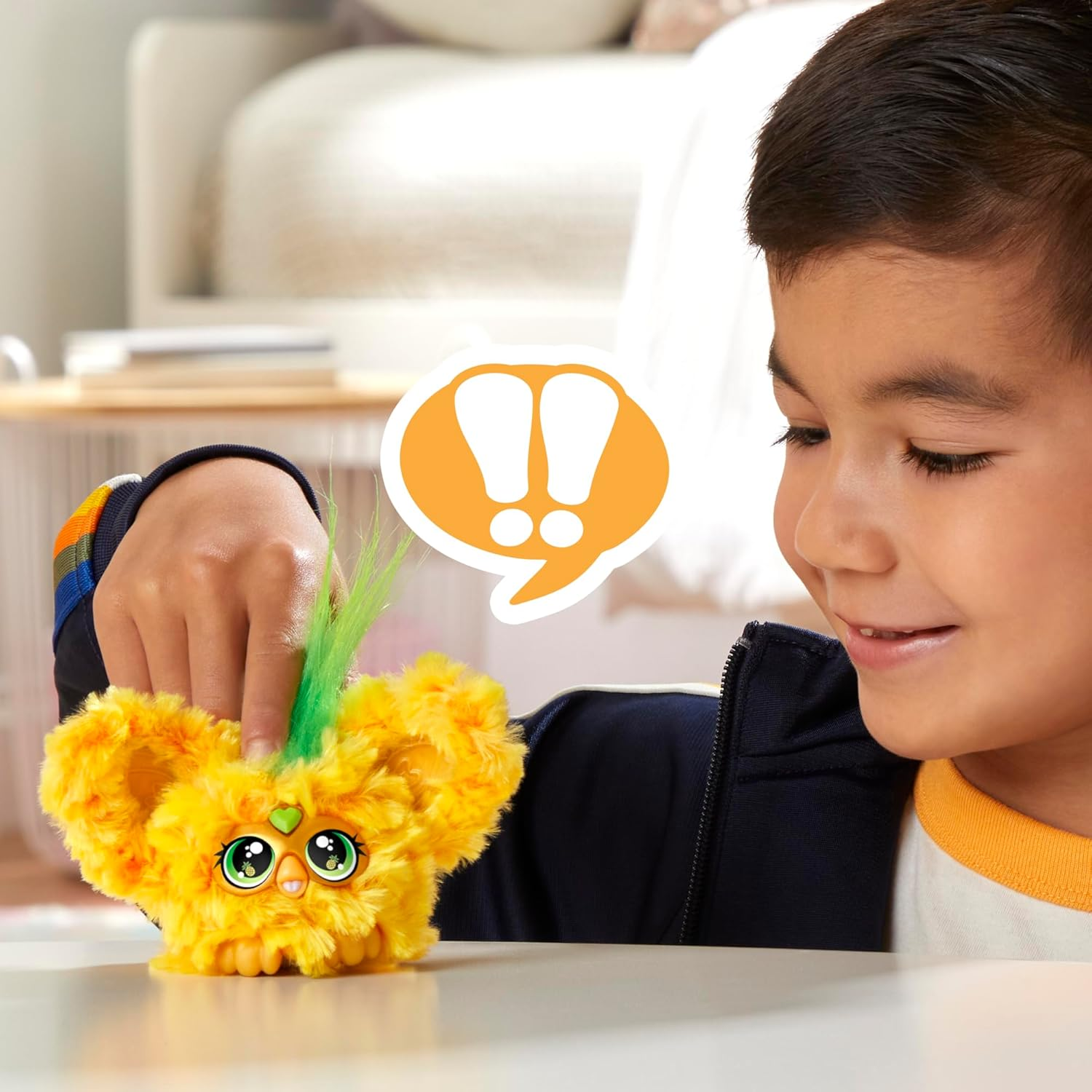 Furby Furblets Hoo-Lah Pineapple Mini Friend, 45+ Sounds & Music, Speaks Only Furbish, Electronic Plush Toys for 6 Year Olds & Up, Yellow & Green image number 2