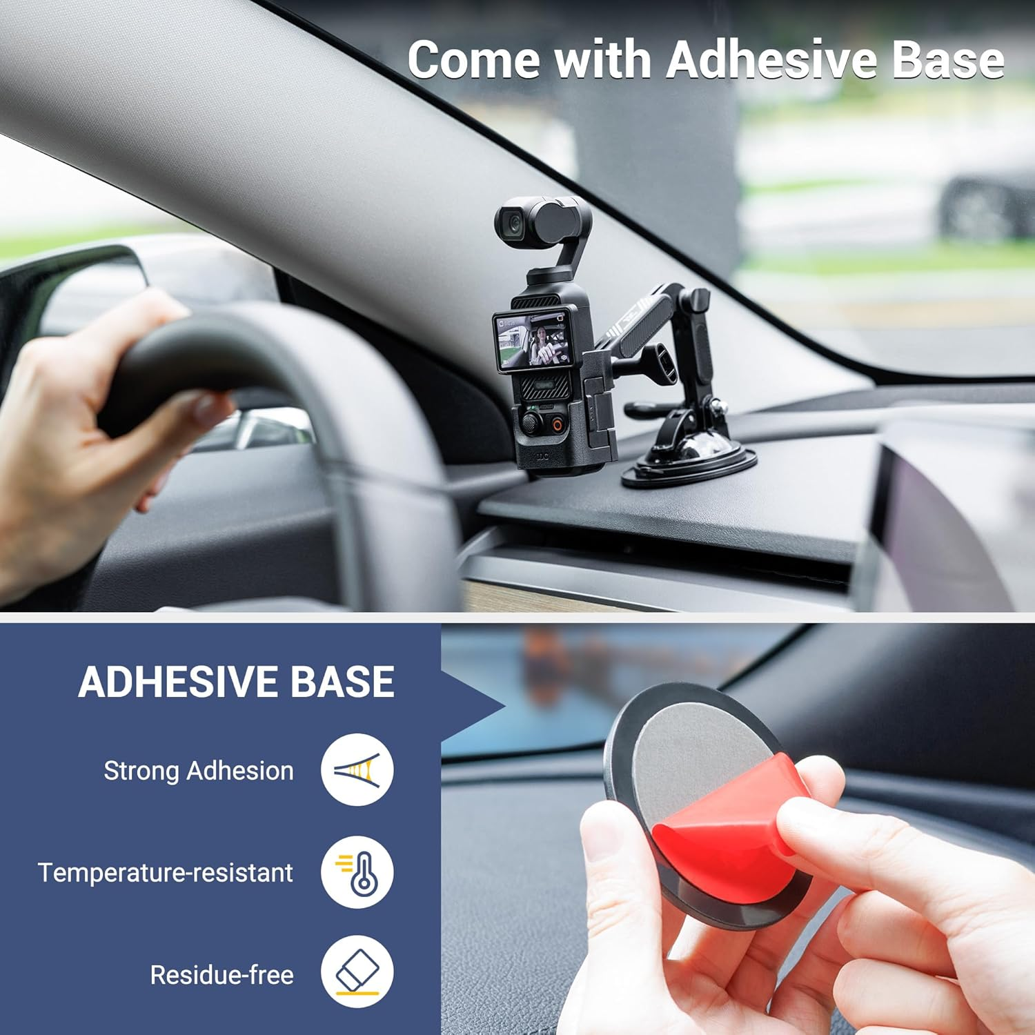 Pocket 3 Suction Cup Mount,Car Windshield Window Dash Holder with 2 Detachable Expansion Arms for Osmo Pocket 3 Action 5 Pro 4 3 Hero 13 12 11 10 9 8 Insta 360 X5 X4 X3 Ace Pro Car Mount Accessories image number 6
