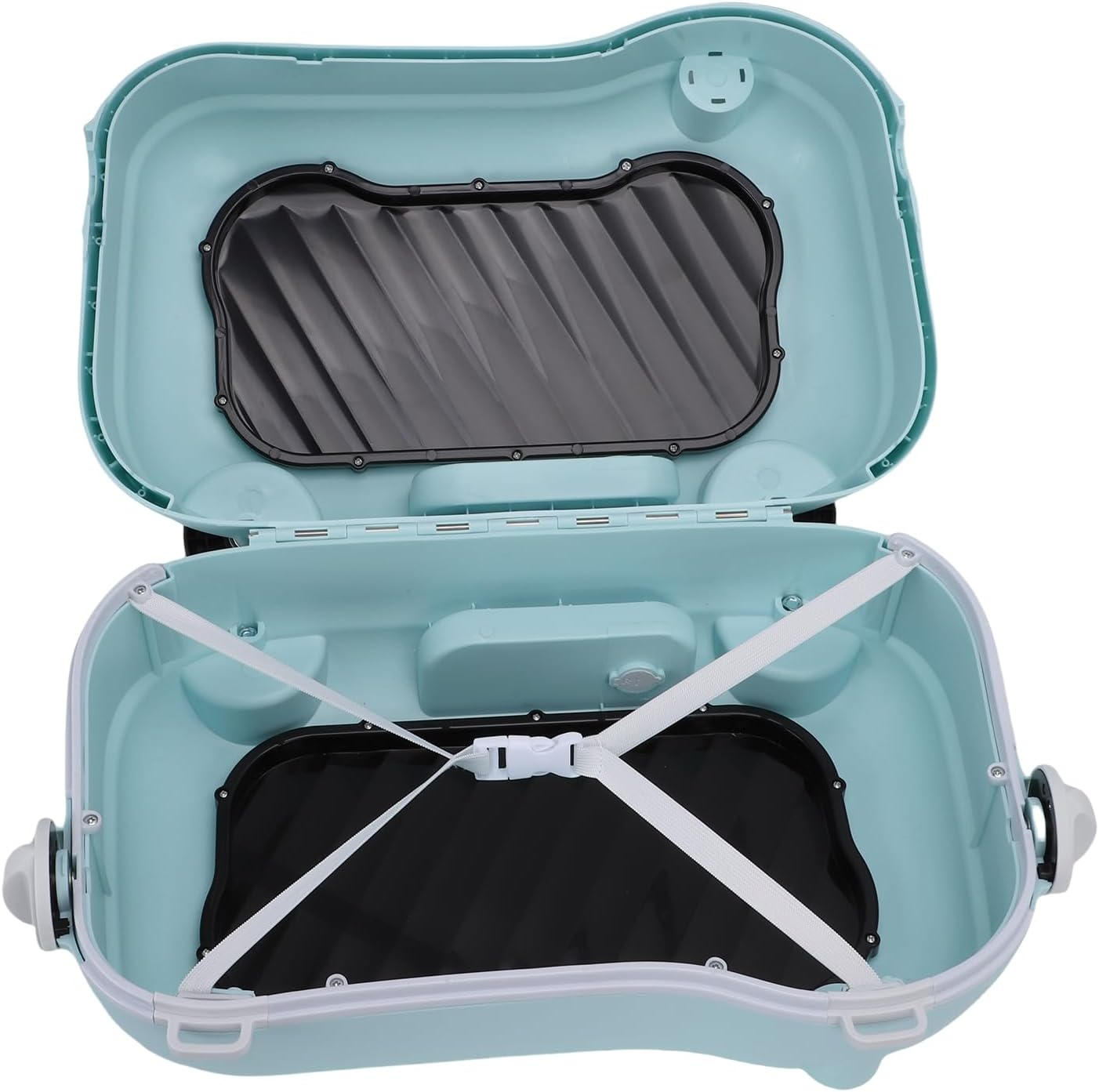 Depisuta Ride on Suitcase Kids Luggage with Gliding Scooter &, Portable Large Capacity Airline Approved Carry on Suitcase with Retractable Shoulder Strap for Family Trips (Lake Blue) - Green image number 6