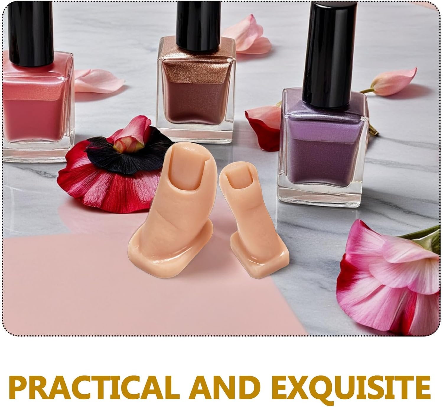 2Pcs Silicone Practice Toes for Nail Art Realistic Fake Foot Tips for Diy Manicure Nail Training Model Comfortable image number 1