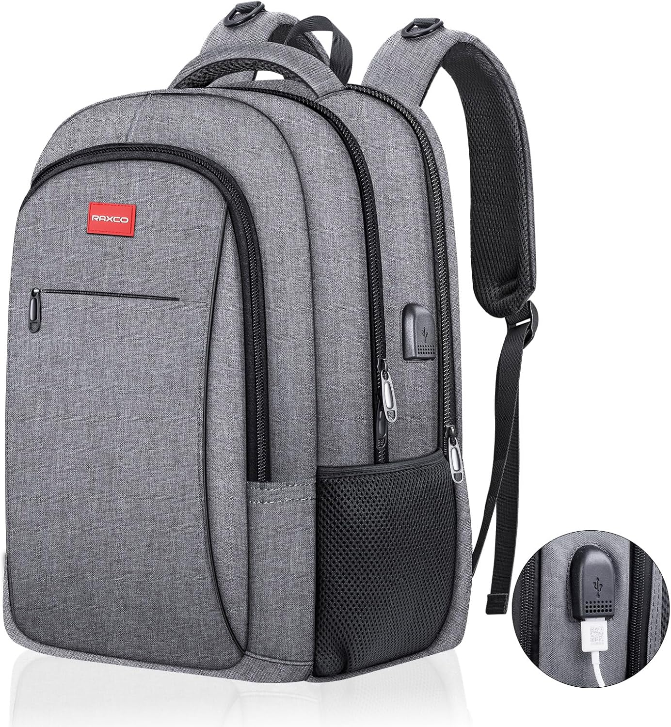 RAXCO Laptop Backpack,Waterproof Travel Backpack with USB Charging Port,Computer Backpack Fits 17'' Laptops for Business College