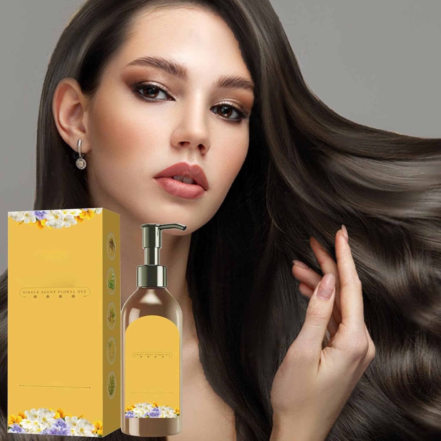 Unisex Shampoo Hair Dye - Plant Single Dose Shampoo with Floral Dye, Long-Lasting Natural Hair Colour Shampoo | Vegetable Flower Fragrance Shampoo, Vegetable Single Dose, Floral - Black Brown Color image number 3