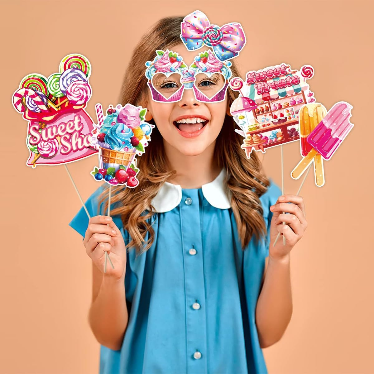 Buziba 30Pcs Candy Photo Booth Props Candyland Lollipop Party Decorations Selfie Props for Candy Theme Birthday Party Thanksgiving Christmas Supplies image number 2