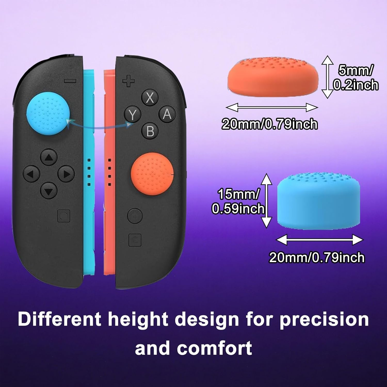 12PCS Thumb Grips Compatible with Nintendo Switch 2,Thumb Grip Caps for Switch 2,Enhanced Gaming Grip Set, Improve Control and Guard Joystick Wear, Grip Button Stick Cover(Blue, Orange, Black) image number 6