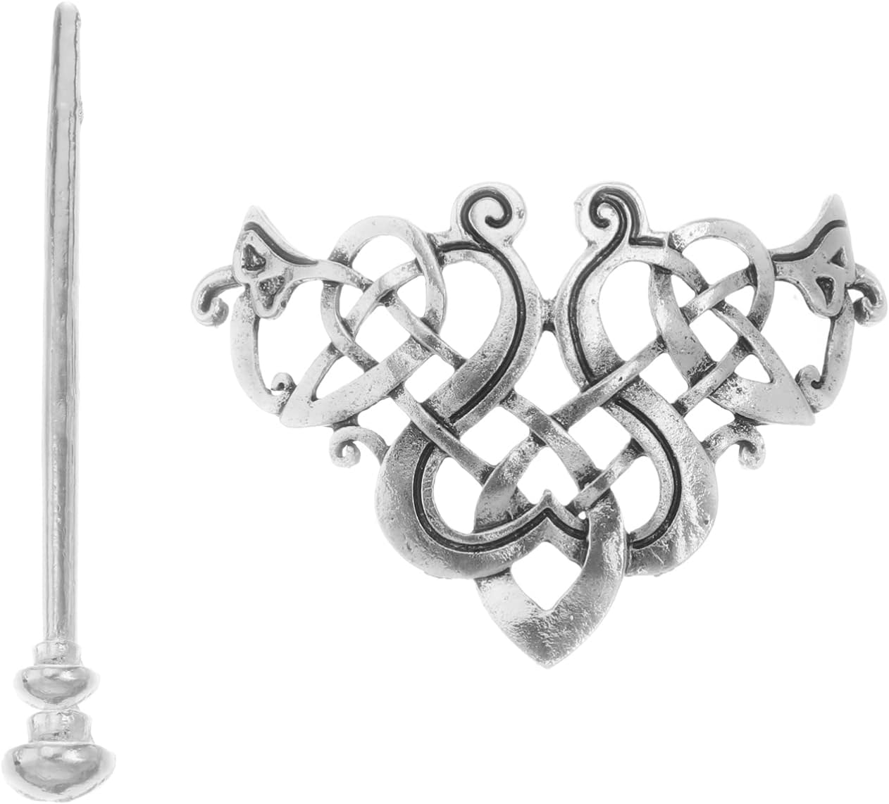 Minkissy Celtic Hair Clips Metal Viking Hair Pin Renaissance Accessories for Women Silver image number 1
