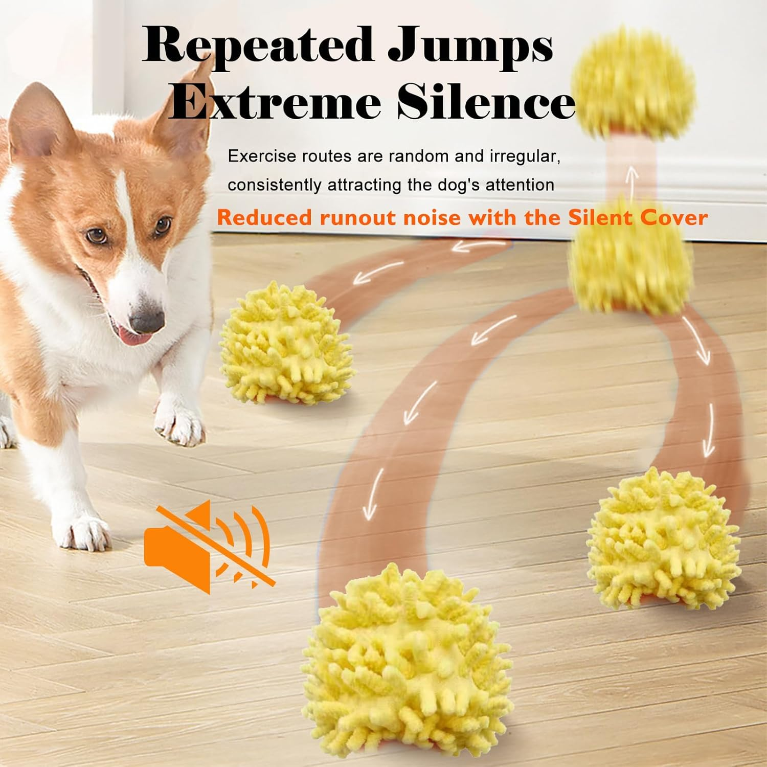 Petgravity Interactive Dog Toys Ball,Automatic Bouncing Rotating Ball,Usb Rechargeable，[2025 Newly Upgraded] Large Size 6.7Cm，Removable Shell for Water Washing，Add a Silent Protective Cover. image number 6