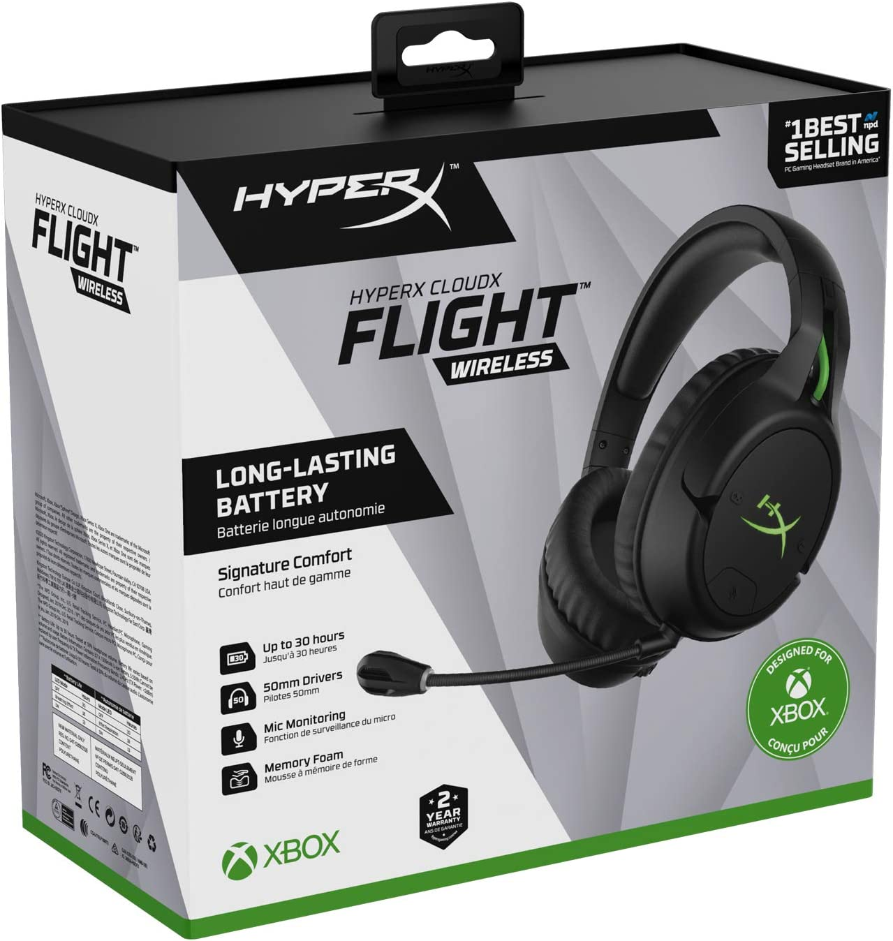 Hyperx Cloudx Flight &ndash; Wireless Gaming Headset, Official Xbox Licensed, Compatible with Xbox One and Xbox Series X|S, Game and Chat Mixer, Memory Foam, Detachable Noise-Cancellation Microphone image number 6