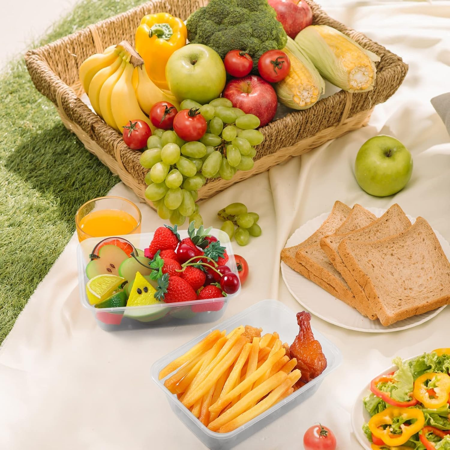 500Ml Food Containers with Lids, Reusable Rectangular Takeaway Containers, Microwave, Freeze & Dishwasher Safe (100 Pcs) (500Ml) image number 4