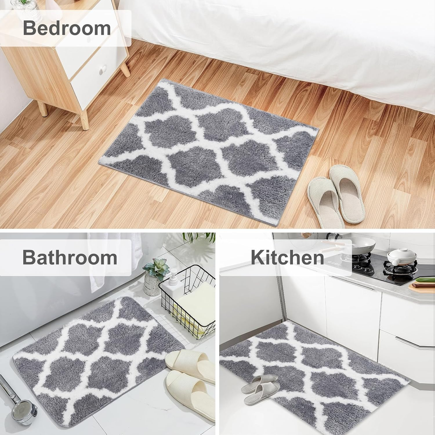 Bathroom Mat Rug, Non Slip Extra Absorbent Microfiber Bath Carpet, 41X61Cm, Soft Comfortable Plush Shaggy Floor Mat, Area Rug Carpet for Bathroom Floor, Tub and Shower, Kitchen (Style B, 41X61Cm) - Style B image number 2