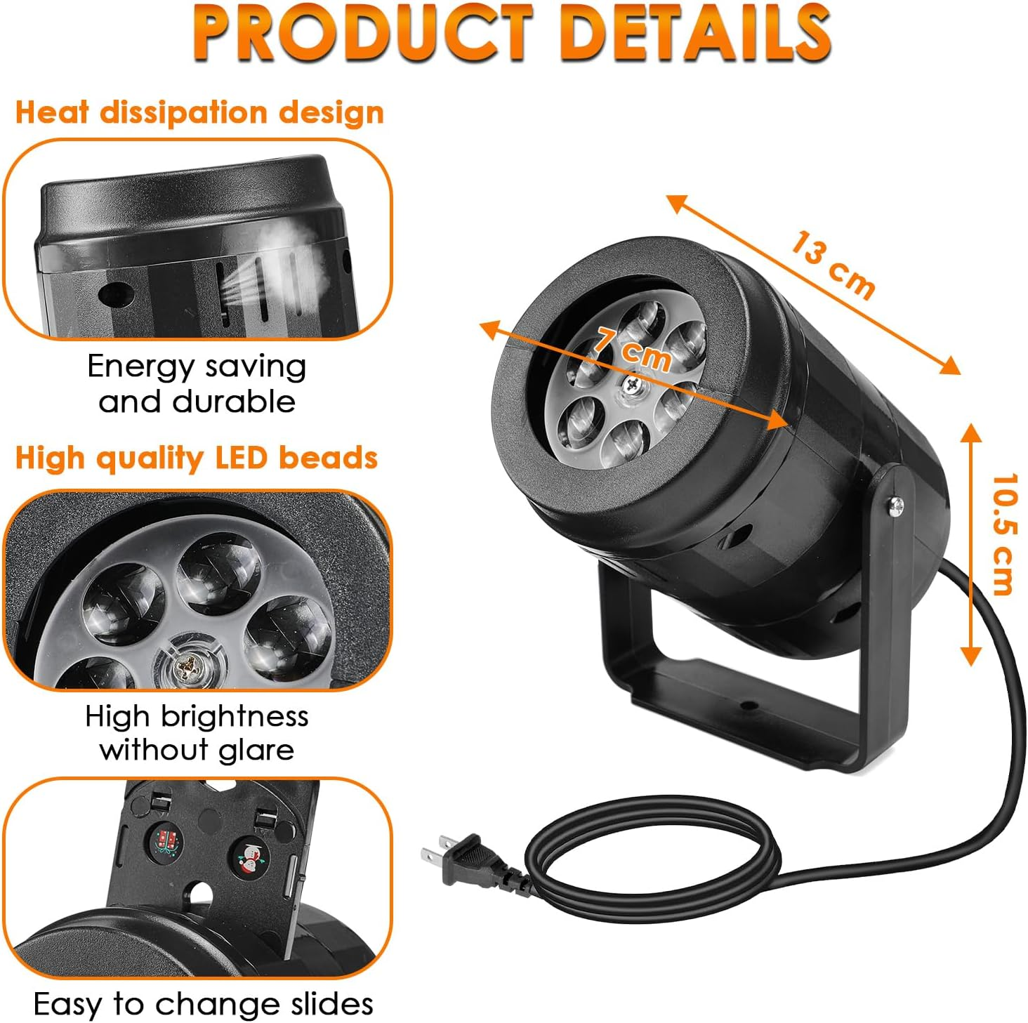 WOTOW 360&deg;Adjustable LED Light Projector for Halloween Christmas Decorations Indoor Outdoor Party Garden Home Bedroom image number 4