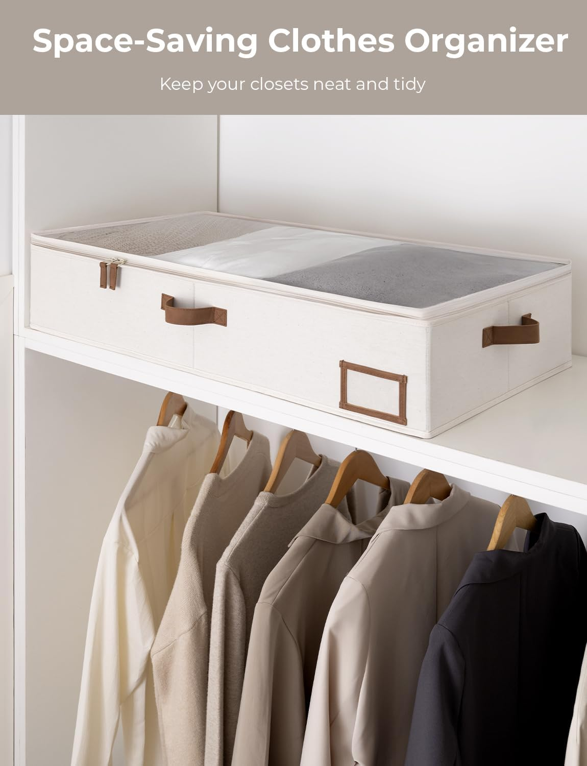 Storageworks Large under Bed Storage Containers with Handles and Label Holder, 2 Pack Ultra-Thick Fabric Underbed Bins, Closet Organizer for Clothes, Blankets, Sweater image number 6