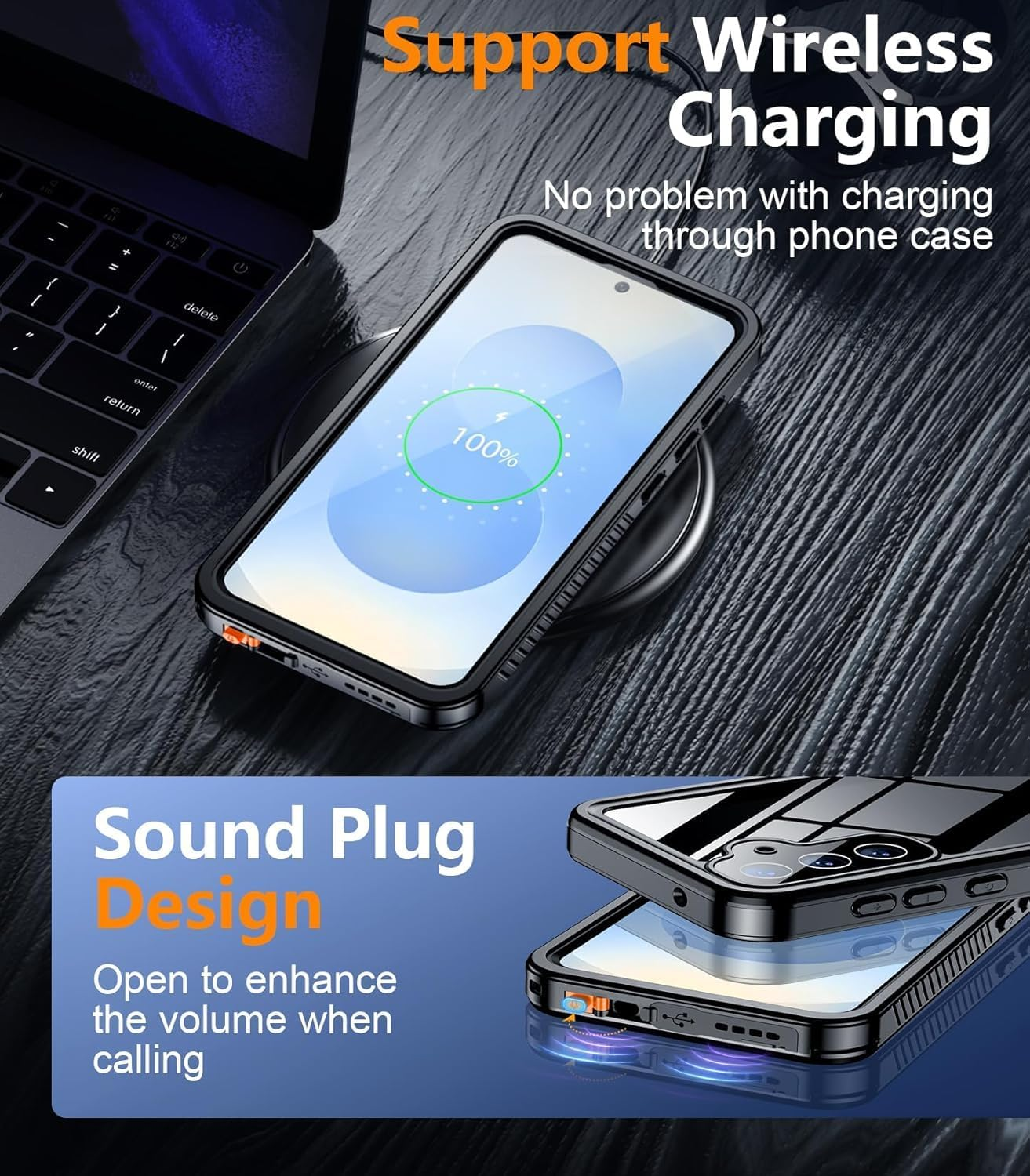 ELEPIK for Galaxy S23 FE Case, [IP68 Waterproof] [Full-Body Protection] [Dustproof] [Wireless Charging] Heavy Duty Rugged Shockproof Phone Case for Samsung Galaxy S23 FE, Black image number 2