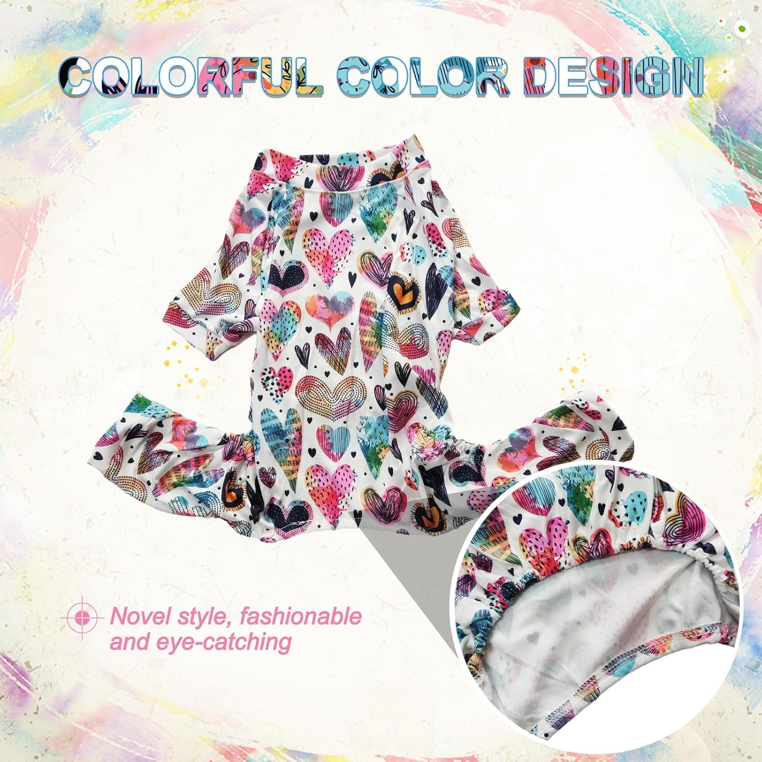 Stylish Dog Onesie with Love Motif Dog T-Shirt - Comfortable Pet Pyjamas for Small Dogs and Cats - Cute Puppy Bodysuit - Dog Jumpsuit Top in Trendy Four-Legged Vest image number 4