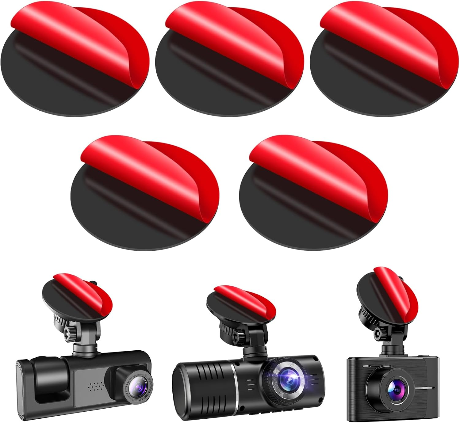 10 PCS Double Sided Adhesive Pad for Dash Cam, 2.83" Square and 2.2" round round Adhesive Sticky Pad Replacement, Heat Resistant Double Sided Sticker Tape for Dash Camera Car Dashboard Windshield GPS