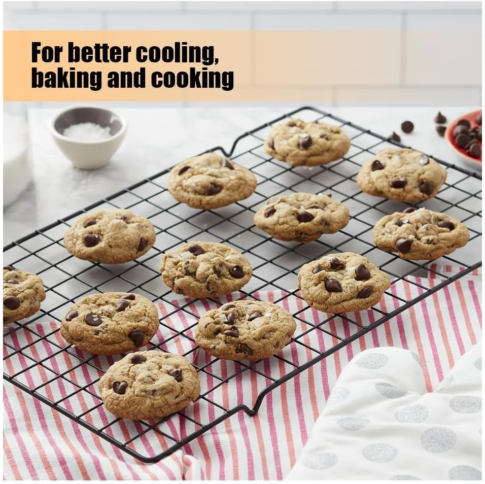 2 Pcs Cooking Rack Baking Racks,Nonstick Carbon Steel Baking & Cooling Grid for Roasting,Grilling, Cooking, Cooling, Oven & Dishwasher Safe (16 X 10In & 11 X 10In) image number 1