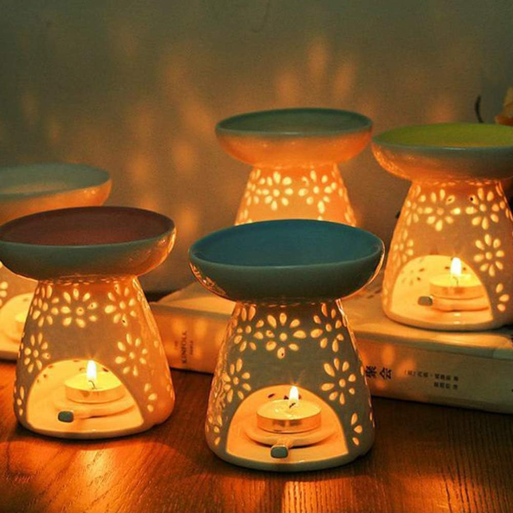 Sculpture Statue Antiques Collectables，Ceramic Tea Light Holder, Aromatherapy Essential Oil Burner, Wax Warmer Great Decoration for Living Room, Balcony, Patio, Porch and Garden,E (Color : A) image number 3