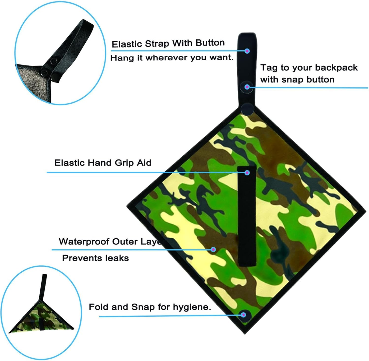 Eigell 2 Pieces Hiking Pee Cloths, Camp Pee Cloths Reusable Travel Hygienic Hiking Accessories, Reusable Absorbent Wipe Camping Toilet Paper image number 5