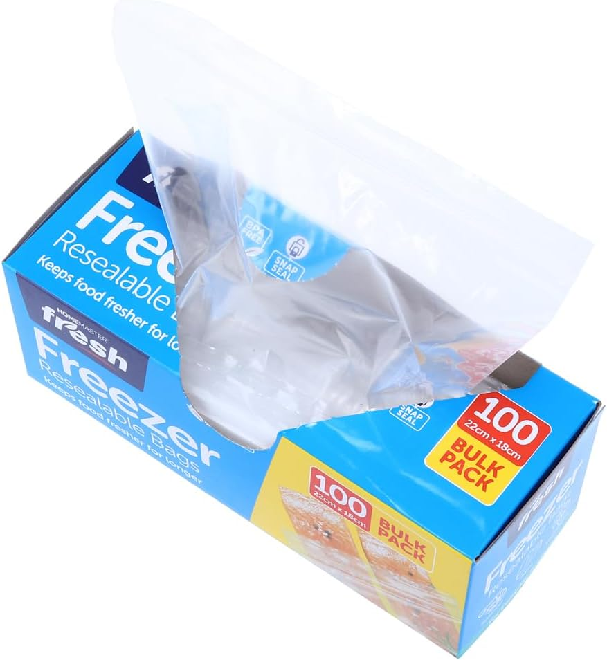 LEDON 100/200 Pack Freezer Bags 22X18Cm &ndash; Bpa-Free Ziplock Food Storage Bags, Leakproof Press-Lock Seal, Reusable Kitchen Fresh Bags for Meal Prep, Freezing, Snacks & Organisation (200) image number 1