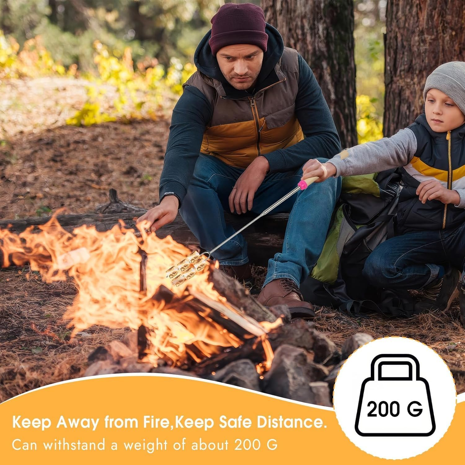 10 Pack Smores Sticks,32 Inch Marshmallow Roasting Sticks for Fire Pit, Extendable Roasting Skewers with Bag, Hot Dog Fork Campfire Cooking Equipment, Smores Kit for Travle Campfire Camping Essentials image number 6