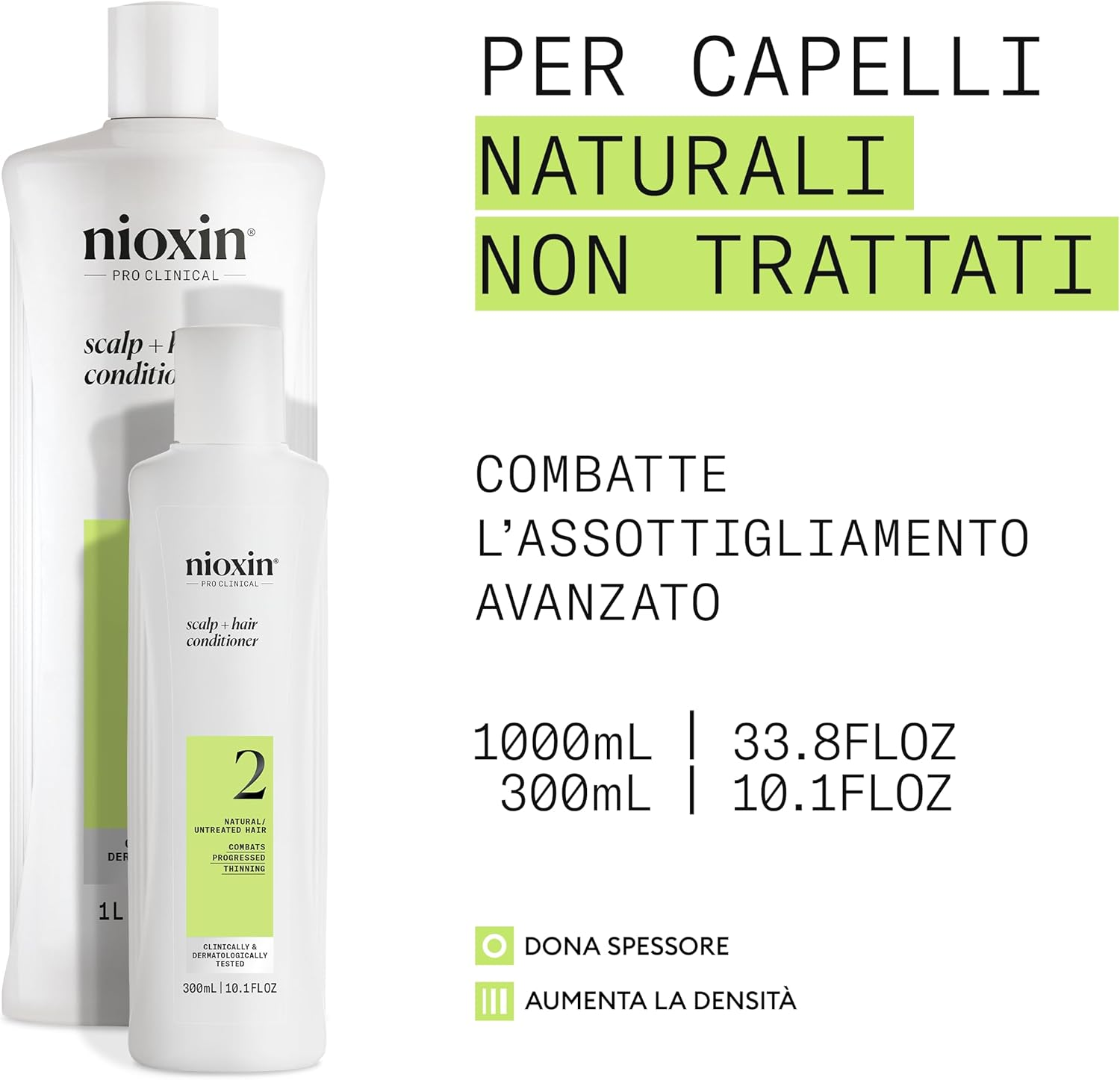 Nioxin System 2 Scalp plus Hair Thickening Conditioner for Natural Hair with Progressed Thinning, 1000 Ml image number 2