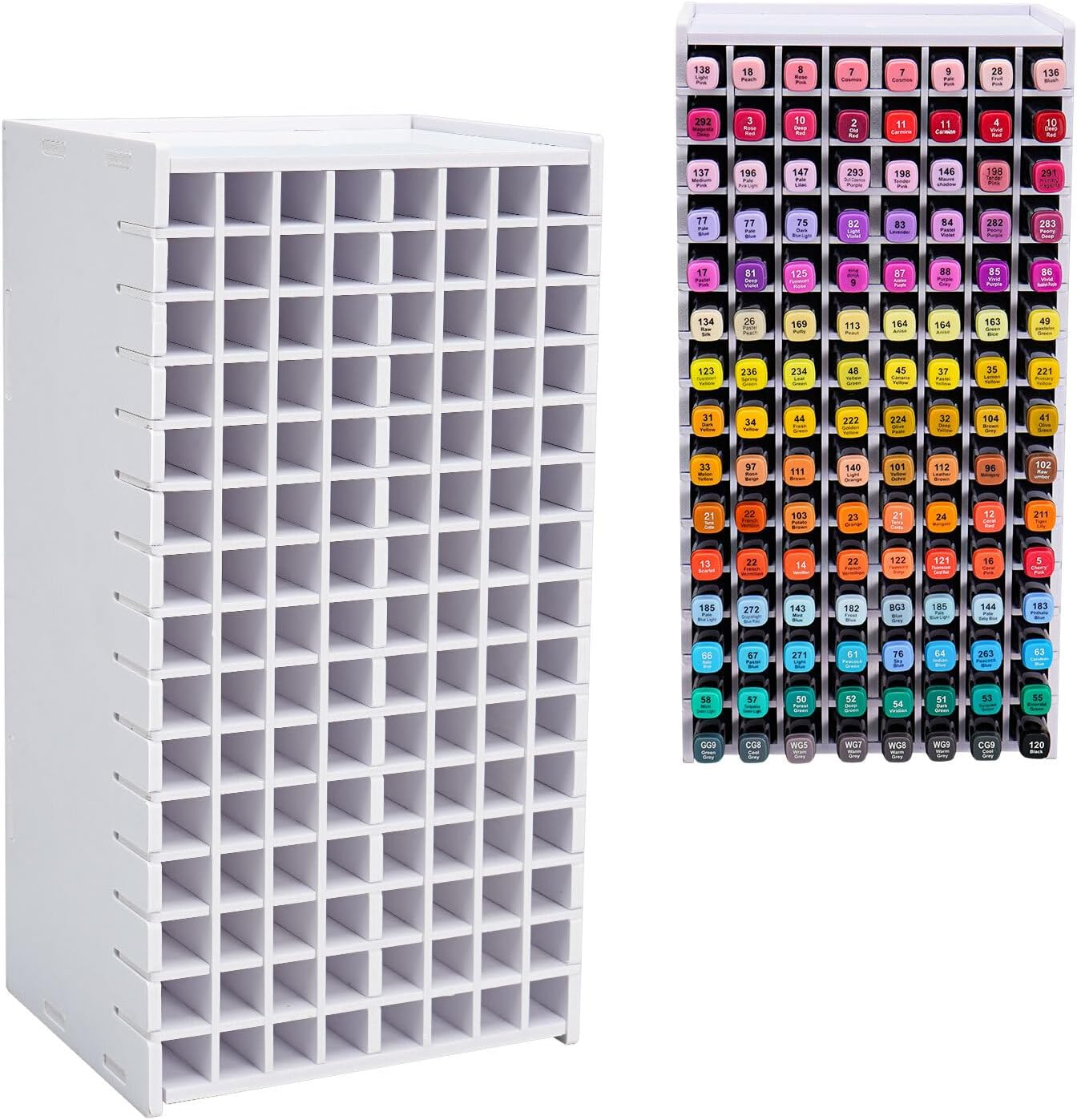 SANFURNEY Art Marker Storage Rack for 120 Markers, Watercolour Brushes Pens Color Pencils Organizer Holder for Desk image number 5