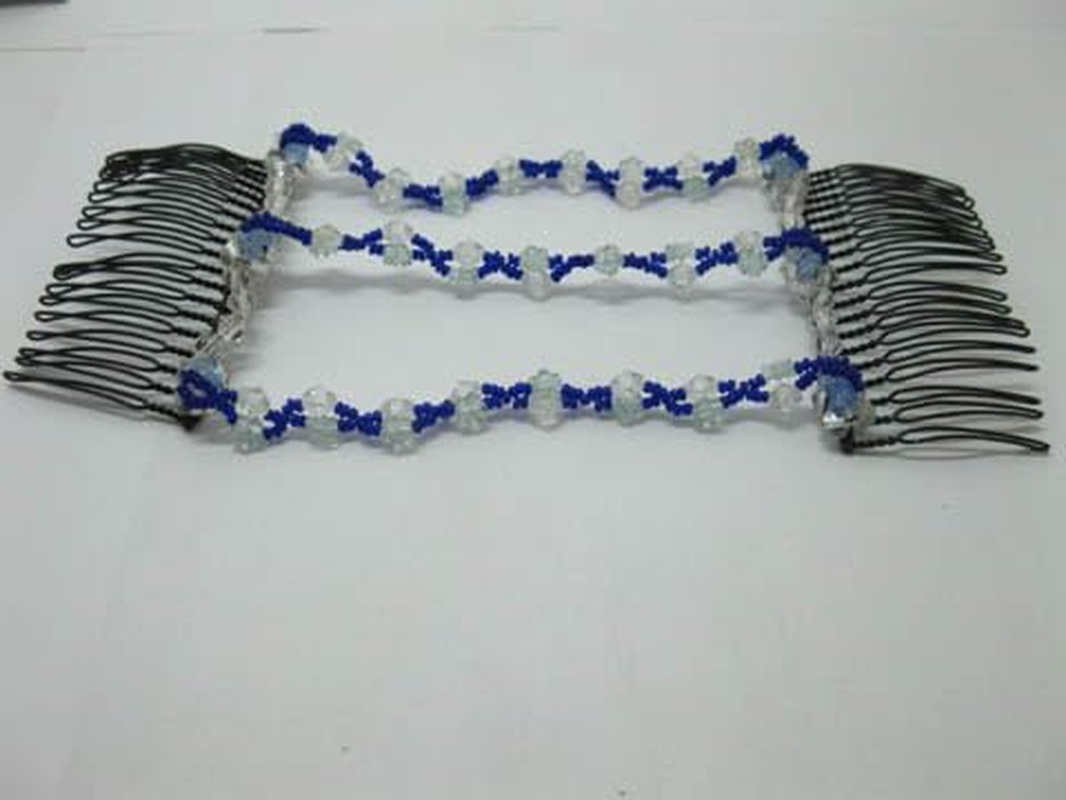 12X Stretch Beaded Double Magic Clip Hair Combs Mixed image number 3