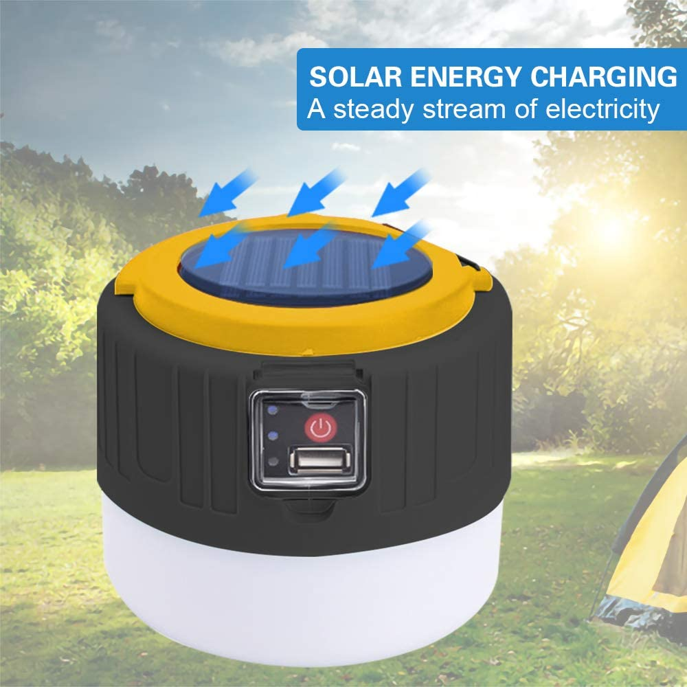 2023 Upadte Solar Lantern Flashlights Charging for Phone, USB Rechargeable Led Camping Lantern, Collapsible & Portable for Emergency, Hurricanes, Power Outage, Storm (W000-9886)