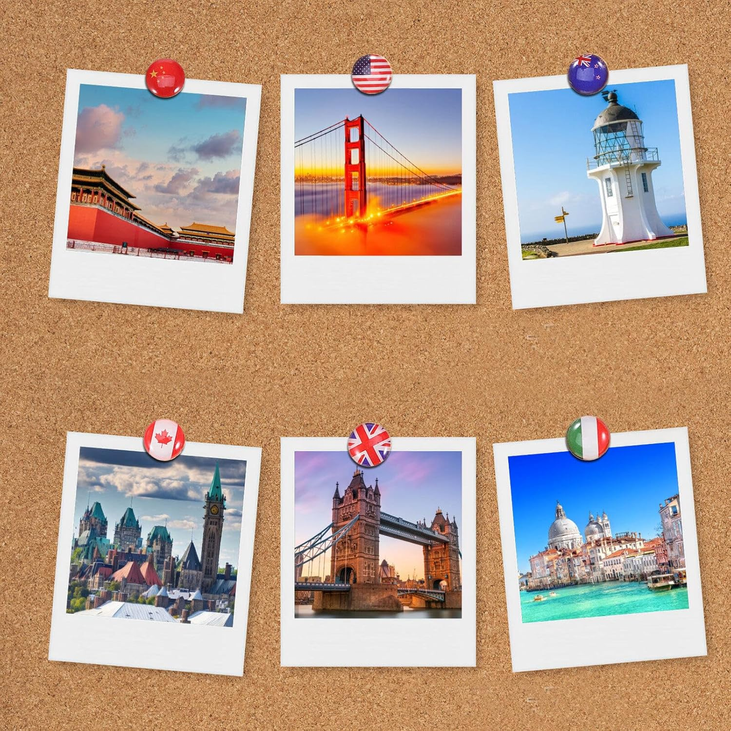 SEWACC 200Pcs National Flag Pins Thumb Tacks Country Map Push Pin Drawing Pins Travel Map Push Pins for Bulletin Board Pinboard Map Office image number 4