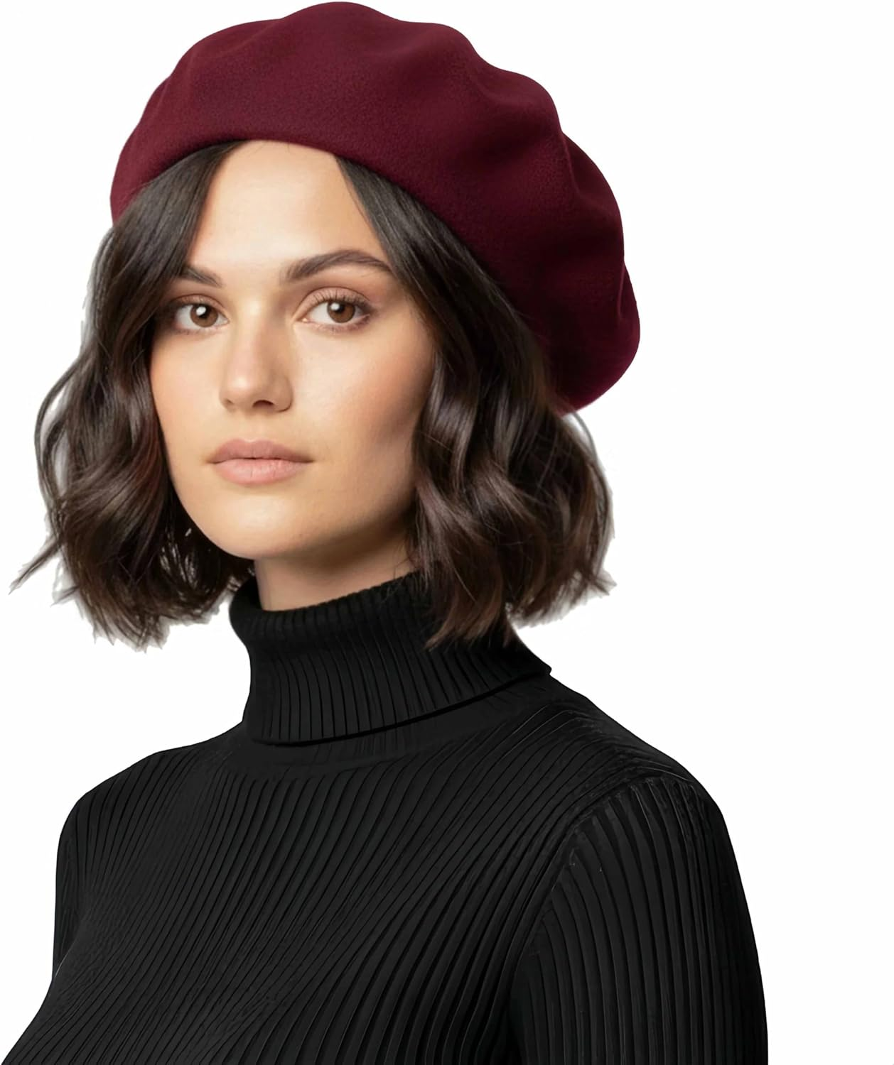 Classic Women Plain Vintage Soft Wool French Style Beret Beanie Hat Autumn Winter Warm Timeless Long Last Accessory, One Size