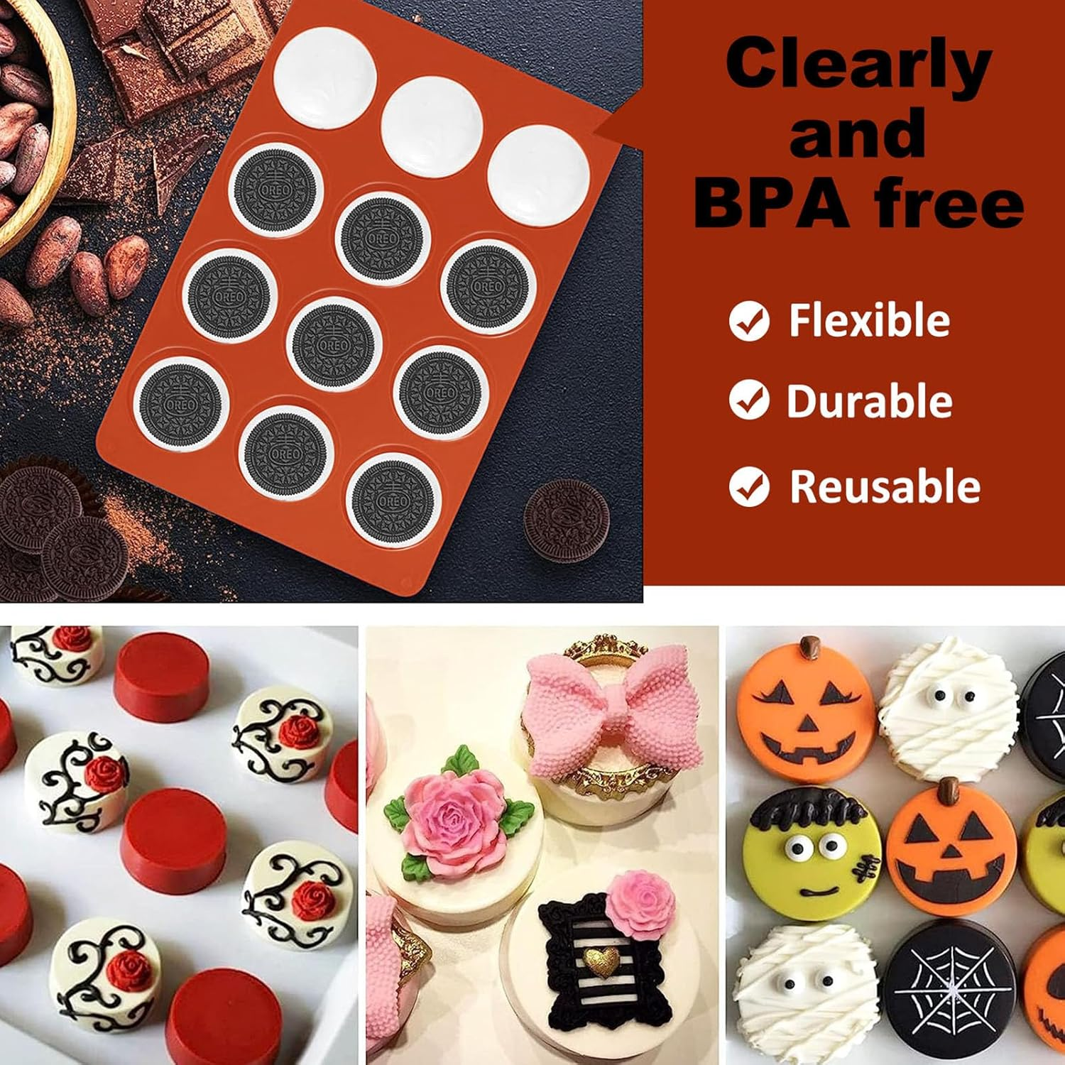 3Pcs round Silicone Moulds, Silicone Cake Chocolate Mold, Mini Cheesecake Moulds for round Cylinder Candy Jello Cake Chocolate image number 2