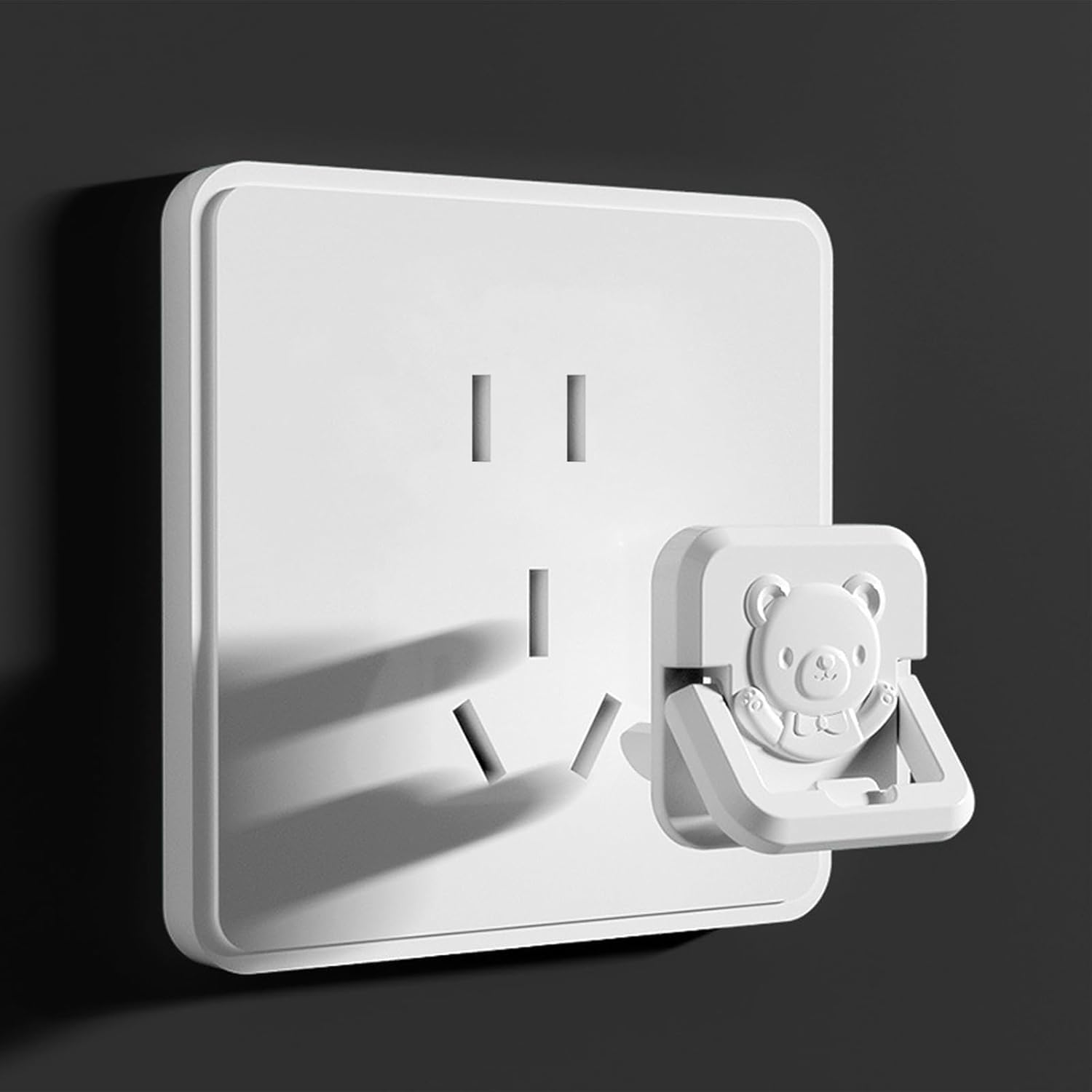 26Pcs Socket Protection Cover, Power Point Cover Child Proof with Hidden Handle, Power Point Cover Waterproof, Dustproof and Electric Shock-Proof (National Standard-Square Bear 3-Hole-White *26) image number 2