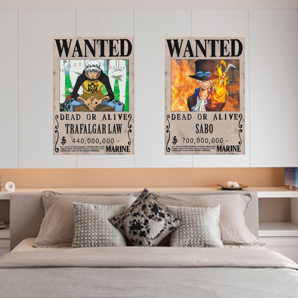 Vinctik 6&Fox 10 Pieces Anime One Piece Wanted Posters Style New Big Size, Anime Poster for Wall Decoration image number 1