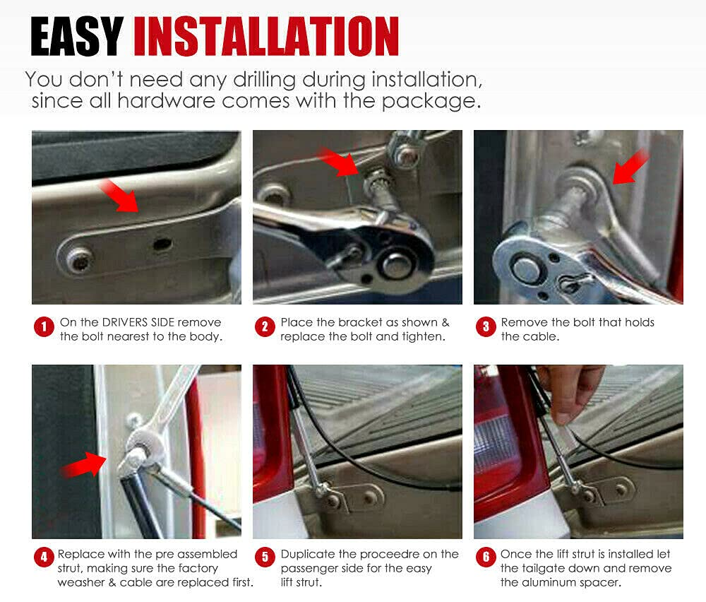 Tailgate Easy up Slow down Strut Assist System Tailgate Strut for Holden Colorado LS LTZ Z71 RG Ute 2012 2013 2014 2015 2016 2017 2018 2019 image number 1