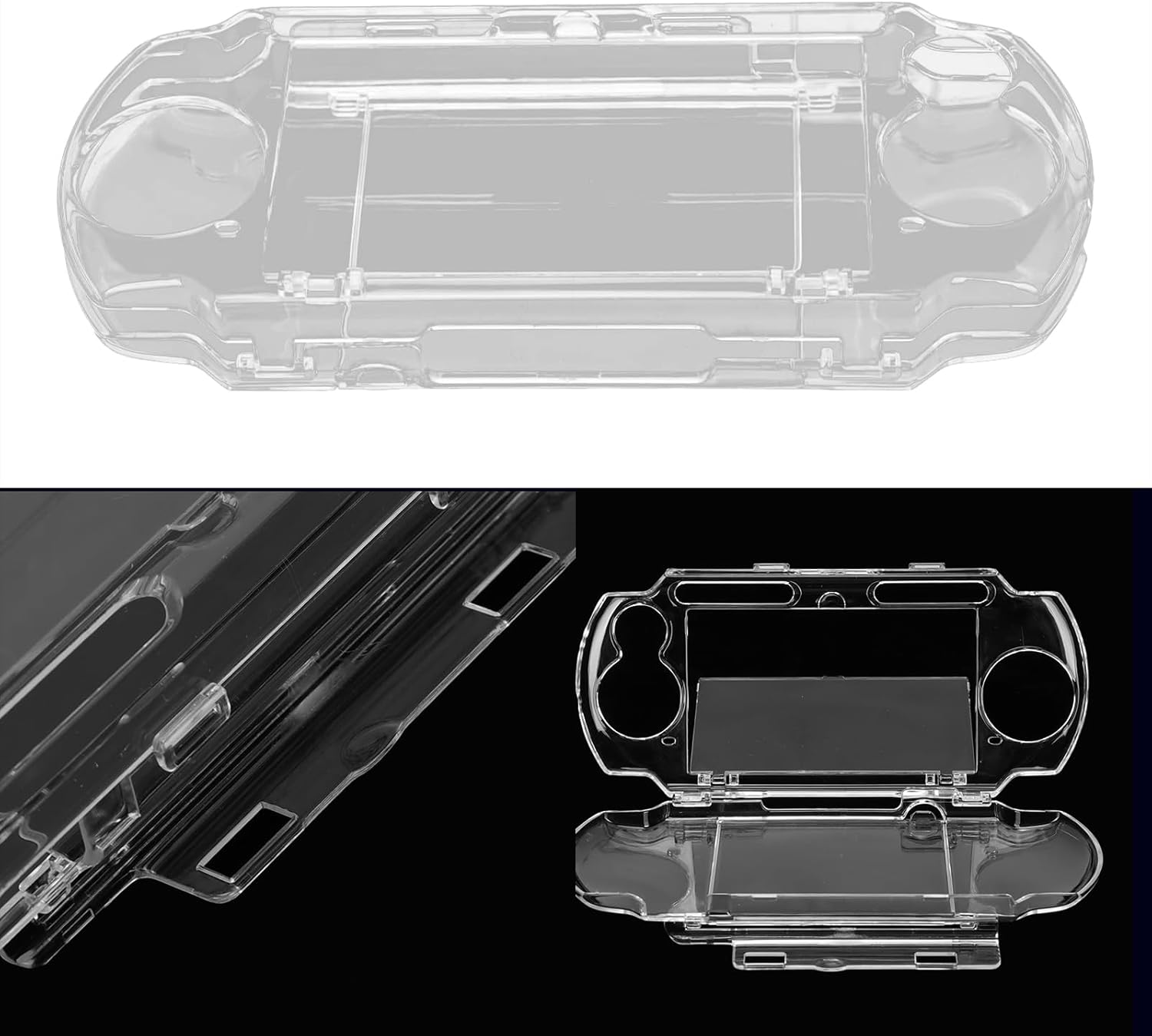 ONBPIY Clear Crystal Protective Shell Case for PSP 2000 3000 Series Hard Cover with Shock Scratch Resistant Full Housing and Movie Bracket image number 1