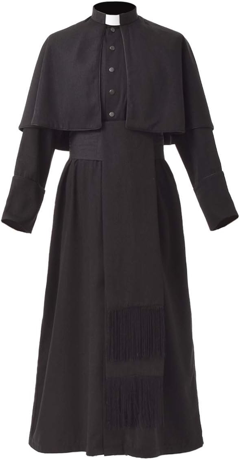 BLESSUME Priest Soutane Roman Cassock Costume Minister Choir Cassock with Cincture Band Belt