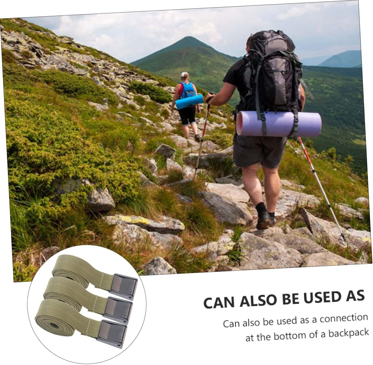 DINHEAROM 3Pcs Camping Lashing Straps Ratchet Buckle Cargo Straps Luggage Tie down Belt Fastening image number 5