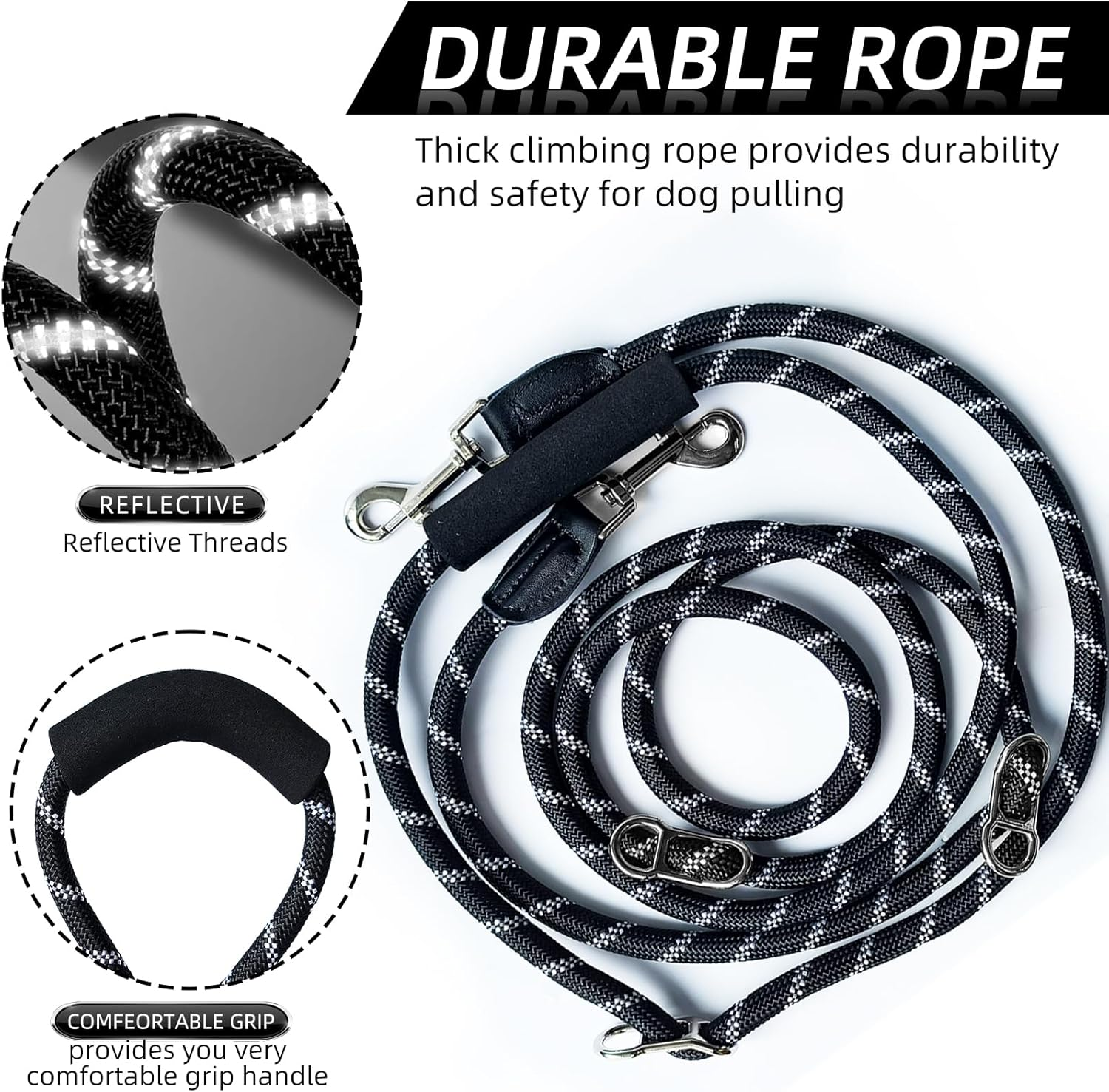 Hands Free Dog Leash, 10FT Adjustable Dog Training Leash 1/2 Inch Nylon Heavy Duty Lead No Pull for Large Medium Dogs, Tangle Free Reflective Waist Leash for Dog Walking Running