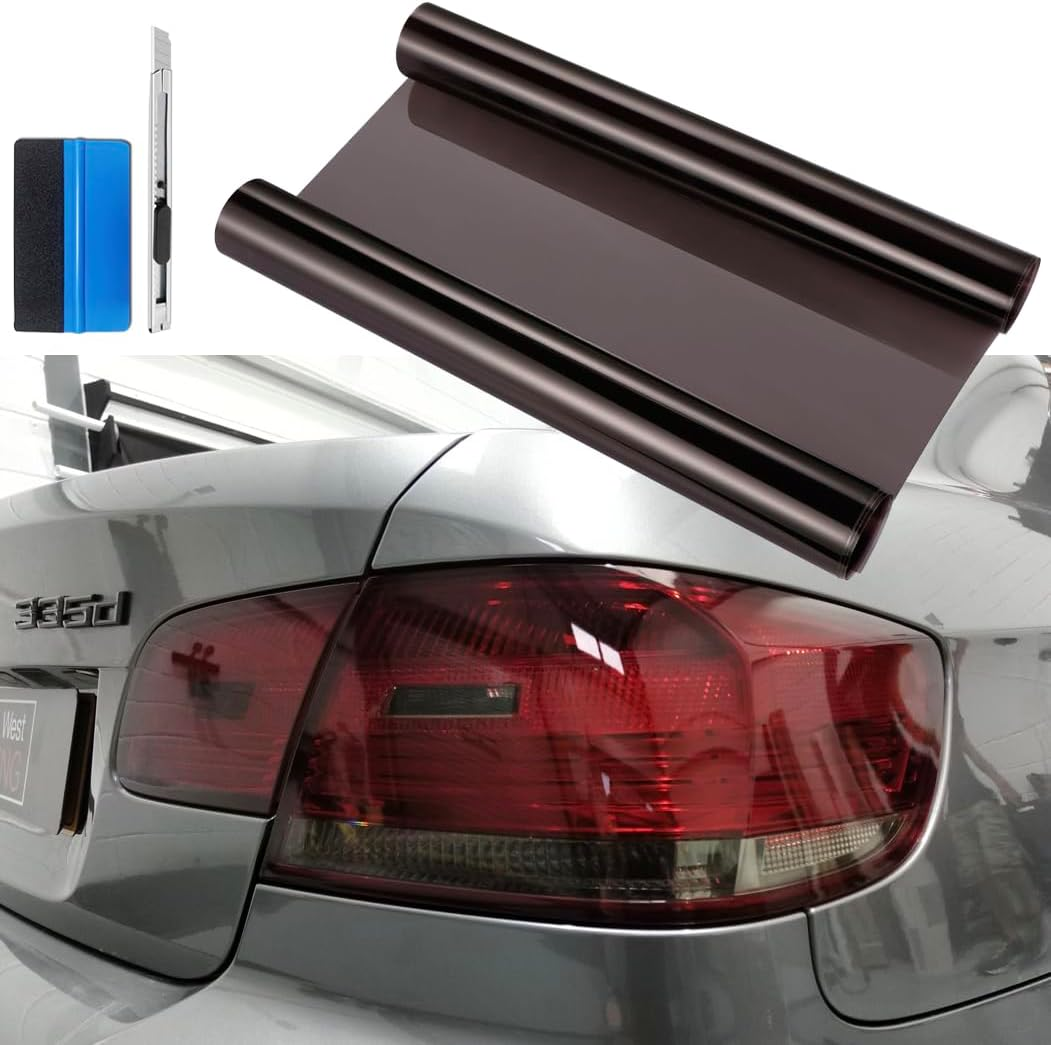 12 by 48 Inches Self Adhesive Auto Car Tint Headlight Taillight Fog Light Vinyl Smoke Film Sheet Sticker Cover (Light Black) - Chameleon Perforated image number 3