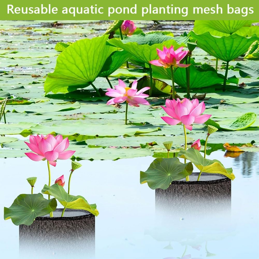 Aquatic Pond Planting Bags &ndash; Reusable Mesh Plant Pots for Water Gardens, Lily & Bog Plants, Breathable Floating Planter Basket for Indoor, Balcony & Backyard Ponds image number 4