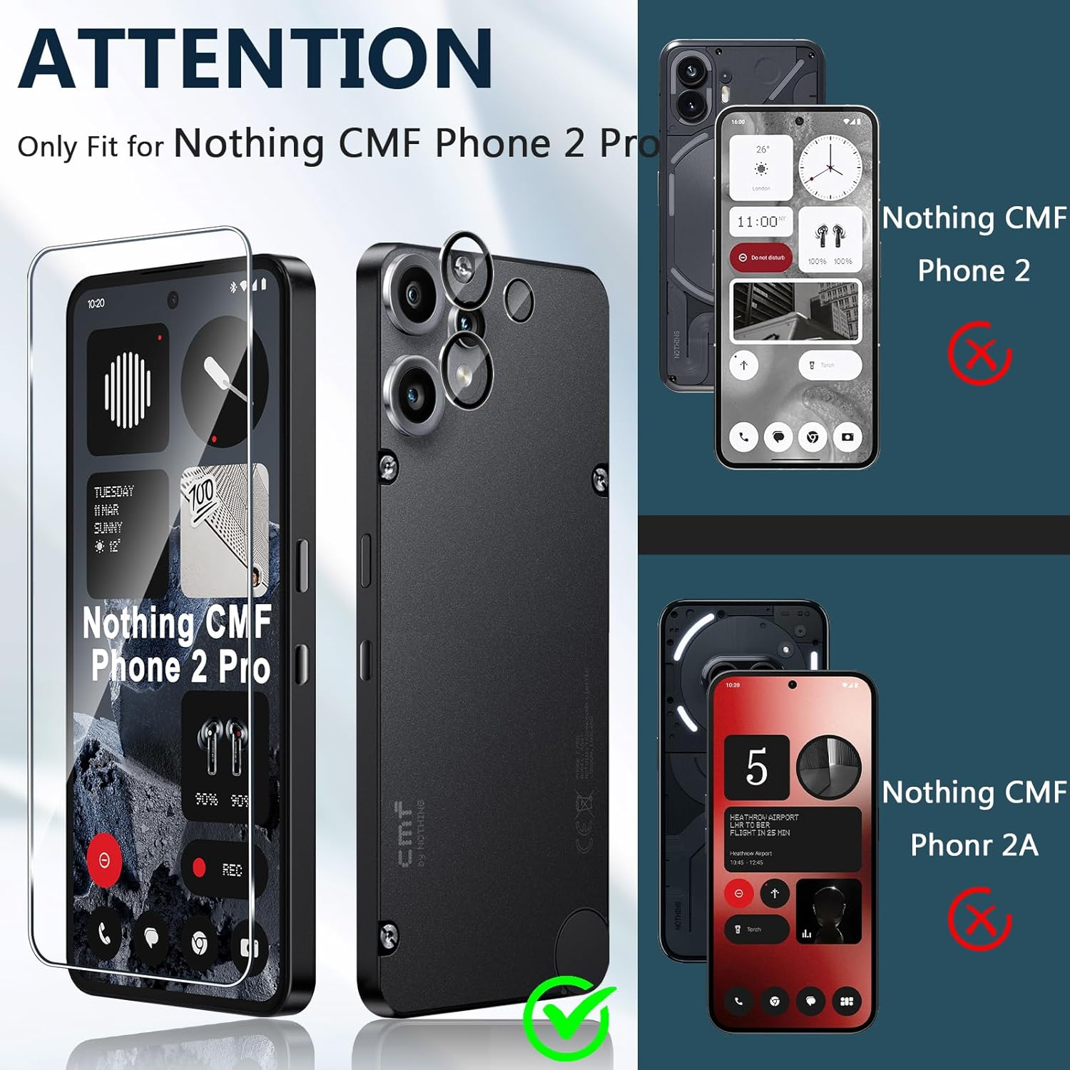 Xunzii Screen Protector for Nothing CMF Phone 2 Pro for Tempered Glass with Camera Protection [2+2 Pieces], 0.33 Mm Ultra Clear Film, 9H Hardness Screen Protector, Anti-Scratch Protective Glass