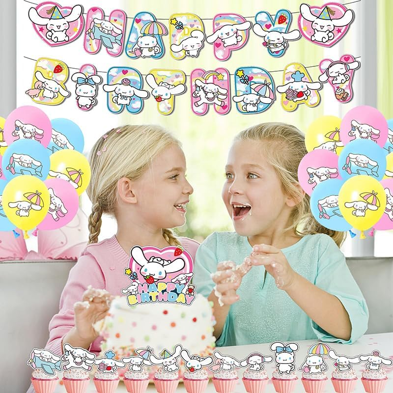 Cinnamoroll Birthday Party Decorations - Banner, Cake Toppers, Balloons (Light Blue, 16Pcs Balloons, 13Pcs Cake Toppers, 1Pcs Banner) image number 3